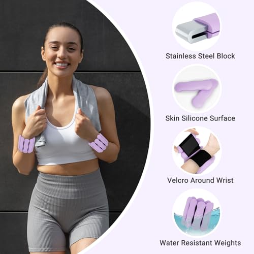 Ankle Weights Wrist Weight for Women Men, Set of 2, 1 lb/2 lb Each - color: Purple, size: 1lb each weight (2lbs Pair)