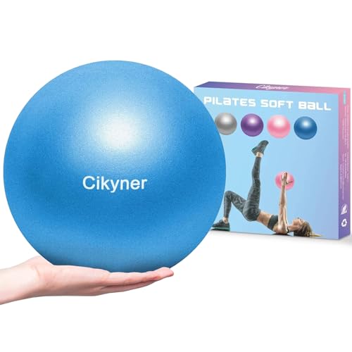 Cikyner Soft Pilates Ball, Small Exercise Ball 9 Inch Mini Gym Ball with Inflatable Straw, Suitable for Pilates, Yoga, Full Body Training, Physical Therapy and Balance improving at Home, Gym & Office - color: Blue