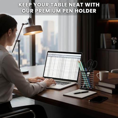 Wire Pencil Holder for Desk | Spring Shaped Pen Cup Holder & Pencil Cup Organizerfor Desk | Multipurpose Cute Pen Holders & Countertop Toothbrush Holders | Unique Stationary Organizer for Desks - style: Style C