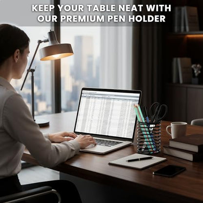 Wire Pencil Holder for Desk | Spring Shaped Pen Cup Holder & Pencil Cup Organizerfor Desk | Multipurpose Cute Pen Holders & Countertop Toothbrush Holders | Unique Stationary Organizer for Desks - style: Style C