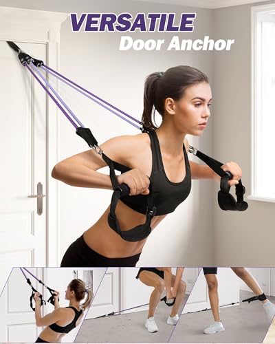 Upgraded Pilates Bar Kit with Resistance Bands Natural Latex for Women & Men, Heavy-Duty Stainless Steel Multifunctional Yoga Pilates Stick for Home Gym Exercise Fitness Equipment Full-Body Workouts
