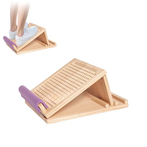 Portable Wooden Slant Board, for Calf Stretching and Squats, Professional Calf Stretcher, Adjustable Incline Board for Knees Ankle Heel Feet Leg