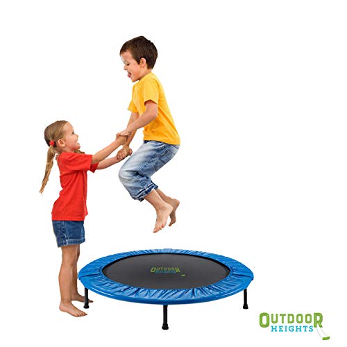 Mini Trampoline, Exercise Fitness Rebounder for Adults & Kids, for Indoor & Outdoor Use, Foldable, Pre-Attached Springs, with Handle,