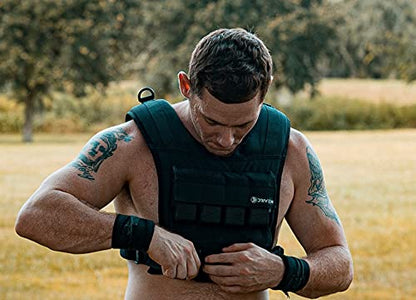Driven | 35lb Black Weight Vest | Adjustable Removable Weights | Calisthenics Fitness Body Training 1000D Nylon