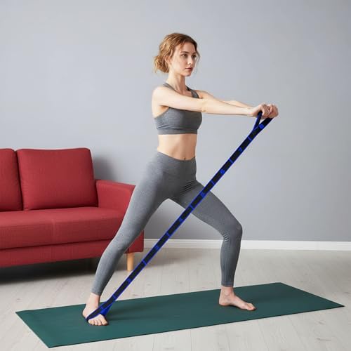 Headry Elastic Stretching Band, 8-Section Numbered Yoga Strap for Pilates, Leg Stretching, Back Toning, Lightweight Resistance Band for Home Gym Travel - color: Blue