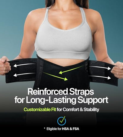 Plus Size Lower Back Brace 5XL - The Most Effective Back Pain Relief for Men & Women, Adjustable Lumbar Support Belt for Injury Prevention, Sciatica, Scoliosis, Herniated Disc