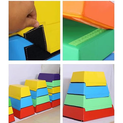 Kids Training Box Jumps,4 in 1 Foam Jumping Box,Plyometric Box Jumping ExerciseTrainers,Non-Slip,Stackable,Jump,Squats,Step-Up,Physical Training Box Exercise for Familiy - size: 31.4”×17.7”×25.6”×7.8”