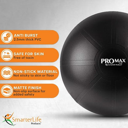 SmarterLife PRO MAX Exercise Ball – Yoga, Stability & Balance Trainer for Core Workouts, Fitness, Physical Therapy, Pregnancy & Office Chair Support – Anti-Slip, Anti-Burst