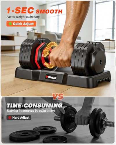 Rendpas Adjustable Dumbbells Set of 2, 5-in-1/10-in-1/16-in-1 Quick-Lock Hand Weights 25/55/80 lbs Pair, Anti-Slip Handle Free Weights Set for Home Gym Strength Training for Men Women - color: Classic-25LBS Pair-5 Weights
