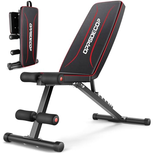 OPPSDECOR Weight Bench for Home Gym, ASTM-Certified 660LBS Fast Foldable Workout Bench for Home Gym, 8 Adjustable and 30in Extended Backrest for Bench Press Incline/Flat/Decline Dumbbell Exercise - color: Black