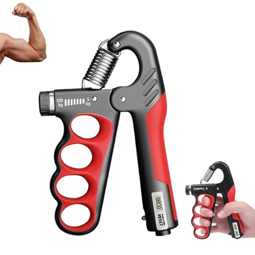 Adjustable Grip Strength Trainer Hand Gripper for Grip Strength, Forearm & Wrist Strengthener, Hand Exerciser for Strength Training & Therapy 11-220Lbs(5-100KG) | Red