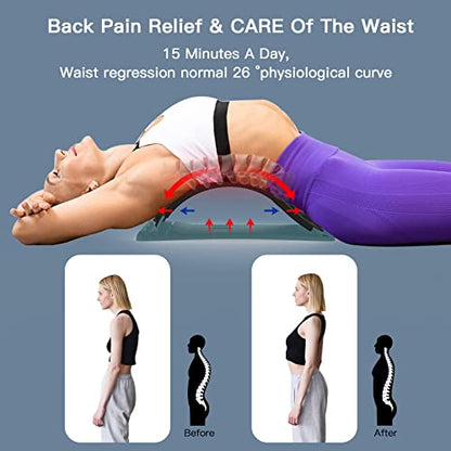 LTUMHGCR Back Stretcher, Back Cracker for Lower Back Pain Relief, Multi-Level Adjustable Spine Board for Herniated Disc, Sciatica, Scoliosis(Black)