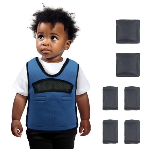 Weighted Vest for Kids Including 6 Removable Weight, (X-Small, Ages 1 to 3) - color: Navy Blue, size: Extra Small