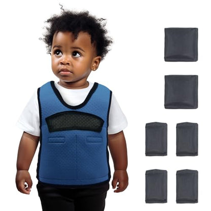 Weighted Vest for Kids Including 6 Removable Weight, (X-Small, Ages 1 to 3) - color: Navy Blue, size: Extra Small
