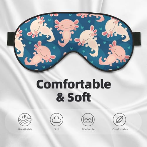 Axolotl Kawaii Sleep Mask Eye Mask with Adjustable Strap Eye Sleep Shade Cover Blocks Light for Women Men Airplane Travel Nap - color: Axolotl Kawaii