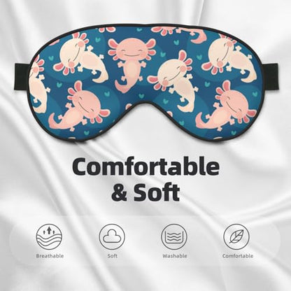 Axolotl Kawaii Sleep Mask Eye Mask with Adjustable Strap Eye Sleep Shade Cover Blocks Light for Women Men Airplane Travel Nap - color: Axolotl Kawaii