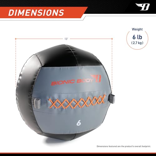 Bionic Body Soft Medicine Ball Weighted Slam Wall Ball for Cardio Workout and Core Training – Ideal for Squat, Lunge, and Partner Toss - style: 6LB