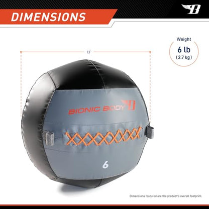 Bionic Body Soft Medicine Ball Weighted Slam Wall Ball for Cardio Workout and Core Training – Ideal for Squat, Lunge, and Partner Toss