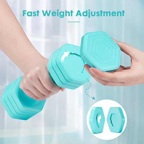 EQUIPRO Adjustable Dumbbell Set, 4 in 1 Free Weights Dumbbells Set for Women, Weights for Women at Home, 2lb 3lb 4lb 5lb with TPU Soft Rubber Handle for Home Gym Exercise Training - color: Blue
