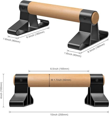 SELEWARE Wood Push Up Bars Steel Calisthenic Parallette Bars Handstand Bars - color: A: Wood Grip (10"L x 4"H)