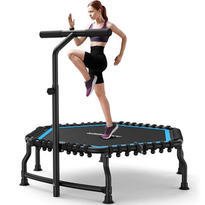 ANCHEER 50" Rebounder Trampoline for Adults- 2026 Foldable Mini Trampoline with Bar- Exercise Trampoline for Adults, Max Load 560lbs, for Indoor/Garden Workout