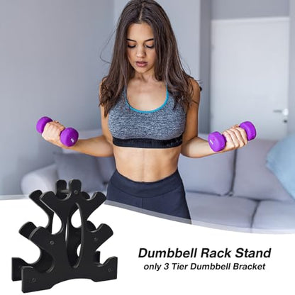Weight Rack for Dumbbells 3 Tier, Plastic Dumbell Rack, Compact Weight Holders for Free Weights, Space Saver, Small Weight Storage Racks for Home Gym Organization, Max Load 22 lb (Without Dumbbells)