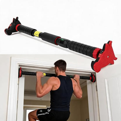 Garvee Pull Up Bar for Doorway,Adjustable Chin Up Bar for with Level Meter - color: Red 3