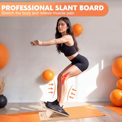 Portable Slant Board for Calf Stretching, Adjustable Wooden Calf Stretcher Incline Board, Calf Stretch Board for Squats Leg Knees Heel Ankle Stretching - color: 1PC（Slant Board）