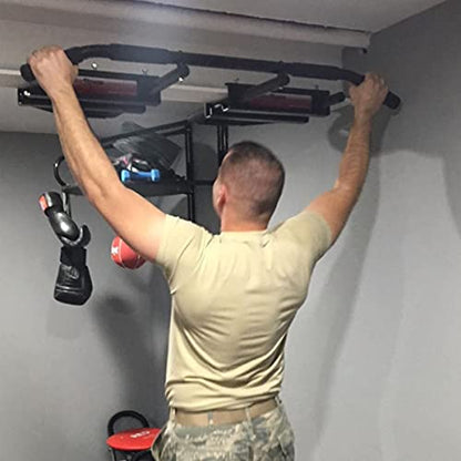 600 LBS Limit - Extreme I-Beam Pull Up Bar - Bent Bar - Rubber Grips