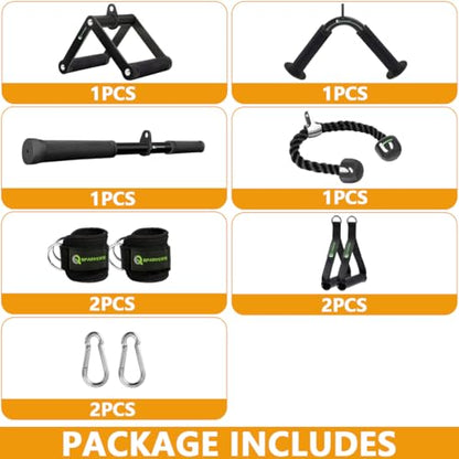 Cable Machine Attachment Set LAT Pulldown Attachments Weight Machine Accessories for Home Gym - color: black-6.0