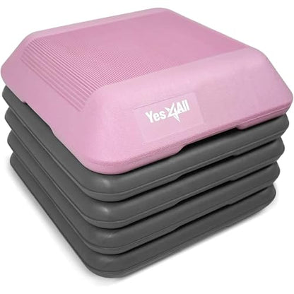 Yes4All High Arobic Step Platform & Stackable Risers - Adjustable 4"/6"/8"/10"/12" Height - Choose Full Step Platform Set or 2-Pack Stackable Risers, Customize for Cardio & Aerobic Exercise
