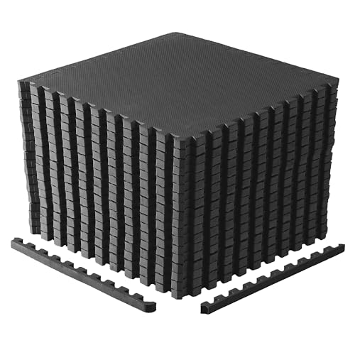 CAP 24-Inch EVA Interlocking Puzzle Mat, 1-Inch, Black T Pattern, 3-Pack