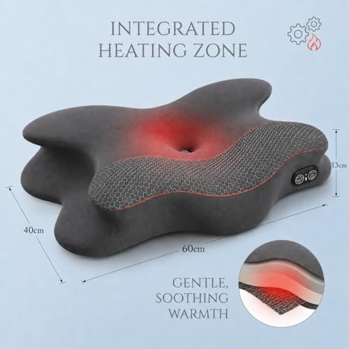 2-in-1 Cervical Neck Pillow for Pain Relief, Rechargeable Side Sleeper Pillows with Heat Airbag Lift, Memory Foam Contour Pillow for Side Back Stomach Sleepers(No Vibration Gray)