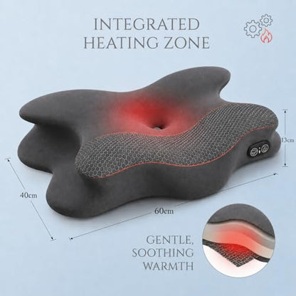 2-in-1 Cervical Neck Pillow for Pain Relief, Rechargeable Side Sleeper Pillows with Heat Airbag Lift, Memory Foam Contour Pillow for Side Back Stomach Sleepers(No Vibration Gray)