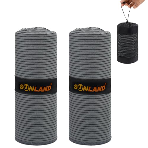 SUNLAND Microfiber Gym Bath Towels for Men Momen 24x48In - color: Dgrey X 2