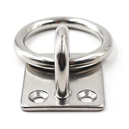 Square Ceiling Wall Mount Hook Heavy Duty Anchor with Ring 1/4" 6mm 304 Stainless Steel Great for Yoga Swings Hammocks/Boat Rigging/Marine Deck Hardware/Suspension Training Straps - color: 6mm square with ring