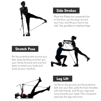 Pilates Bar Kit with Resistance Bands, at Home Workout Equipment Resistance Bands, Multifunctional Pilates Bar for Women & Men Gym Yoga Fitness Strength Training