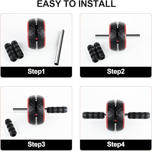 Ab Roller Wheel with Knee Pad, Ab Wheel Roller for Abs Workout & Core Strength Training, Dual Wheel Abdominal Exercise Equipment for Home Gym Fitness for Men & Women
