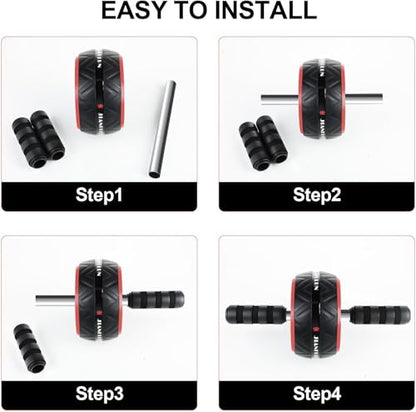 Ab Roller Wheel with Knee Pad, Ab Wheel Roller for Abs Workout & Core Strength Training, Dual Wheel Abdominal Exercise Equipment for Home Gym Fitness for Men & Women