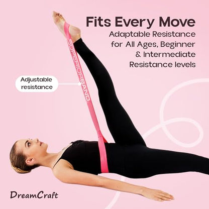 Ballet Stretch Bands for Exercise - Dancer Stretching Bands & Gymnastics Stretch Bands, Ballet Bands for Stretching & Long Resistance Bands, Foot Stretcher Ballet and Exercise Bands for Women - Pink