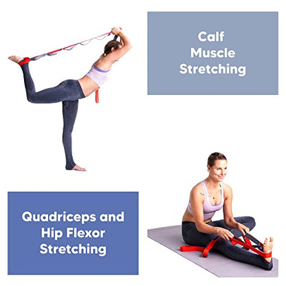 Stretching Strap for Yoga, Flexibility, Rehabilitation - 2 Free Exercise Ebooks - Get Flexible with 12-Loop Stretch Band for Rehab, Recommended by Physical Therapists and Trainers