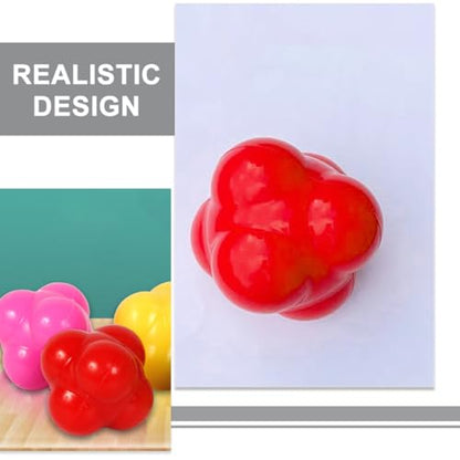 Hexagonal Reaction Training Ball Red 68mm Silicone Agility Fitness Ball for Hand-Eye Coordination Speed Workout and Sports Training