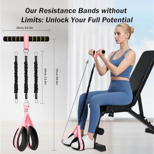 Upgraded Pedal Resistance Bands with Handles, 3 Heavy Tube Adjustable Exercise Bands Set Ideal for Women and Men, Sit Up Exercise Equipment for Abdomen, Waist, Arm, Core/ABS, Leg, Physical Therapy