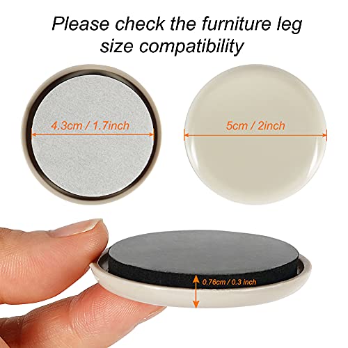 Shintop Furniture Sliders, 12Pcs 2 Inch Adhesive Furniture Movers - size: 12pcs 2" Beige