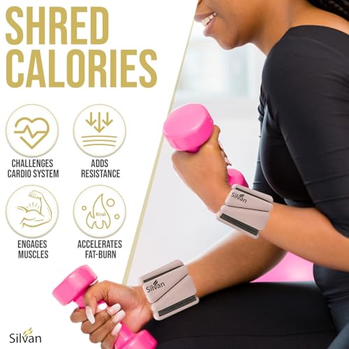 Adjustable Wrist & Ankle Weights for Women & Men, 2 Pieces, 1 lb Each (2 lbs Total), Weighted Bangles for Walking, Running, Yoga, Pilates, Barre, Cardio & Home Workouts