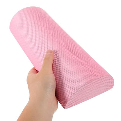 Half Circle Foam Roller for Yoga and Pilates Muscle Massage, 30x6.3cm Cherry Blossom Pink, Core Stability Balance Training Roller for Fitness and Back Relief at Home