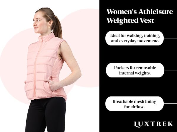 Women's Weighted Vest for Walking & Training - Weighted Workout Vest with Removable Weights Pockets, Breathable Athleisure Design - size: 7lbs