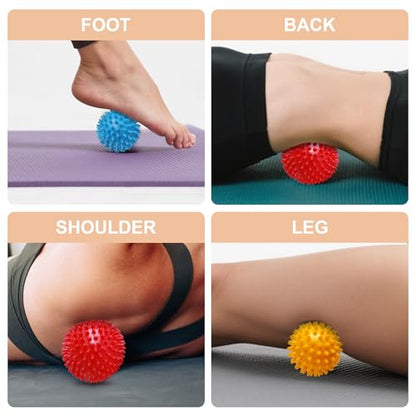 Spiky Massage Balls, 3PCS (Firm, Medium and Soft) - color: Bluepurpleyellow
