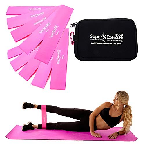 USA 14" x 3" Extra Long Latex Free Mini Loop Bands in 3, 5, 10 Pack Sets. 10 Strengths for Resistance Training, Stretching, Yoga, Toning. Plus an Exclusive iPhone App and E-Book. - color: o. Fuchsia Pink HEAVY Loop Band 10 Pack