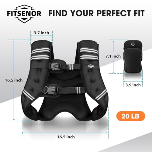Weighted Vest for Men Women Walking, 6lb/8lb/12lb/16lb/20lb/30lb Strength Training Weight Vests with Phone Pocket, Comfortable Weighted Vest for Running Men, Rucking, Weight Loss, Gym Accessories - size: 20 lb
